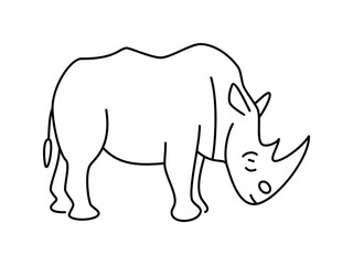 Rhinoceros linear vector icon. Isolated outline of an rhino on a white background. Rhinoceros drawing.