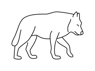 Wolf linear vector icon. Isolated outline of an wolf on a white background. Wolf drawing.