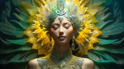 Green Tara: Goddess of Compassion and Liberation in Buddhist Tradition. - obrazy, fototapety, plakaty