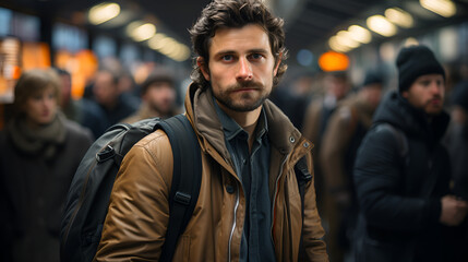 Fototapeta premium A photo of a person commuting to work