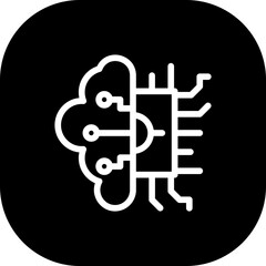 Brain artificial intelligence icon with black filled line outline style. brain, mind, intelligence, human, idea, design, head. Vector Illustration