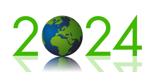 Carte de vœux 2024, sur la protection de l’environnement, l’écologie et la lutte contre le dérèglement climatique avec les énergie renouvelable.