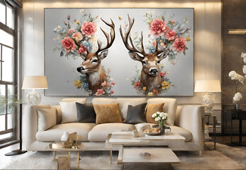 Rustic Deer Silhouette Pattern, 
Wildlife Inspired Deer Texture, 
Seamless Deer Illustration