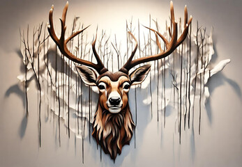 Woodland Elegance: Deer Print, 
Deer in the Forest Pattern, 
Graceful Deer Background