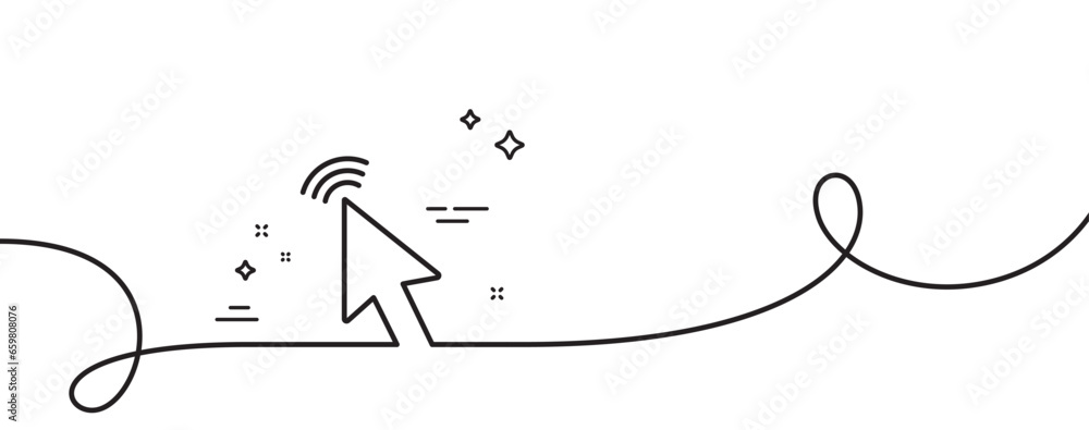 Aufkleber mouse cursor line icon. continuous one line with curl. click action sign. arrow pointer symbol. curs