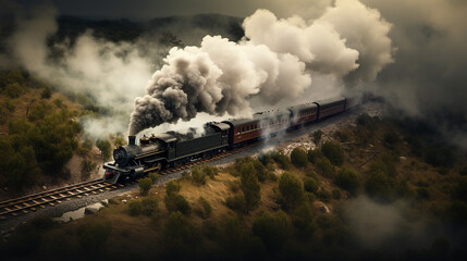 Fototapeta premium Treno. Vecchia locomotiva. Ai generated.