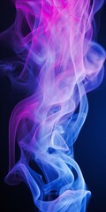 Obraz premium Soft chimney smoke, top down, blue, purple and pink colors, black background Generative AI
