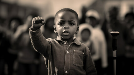 Calling for civil rights for black Child in America - obrazy, fototapety, plakaty
