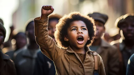 Fotobehang Calling for civil rights for black Child in America © EmmaStock