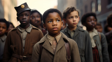 Calling for civil rights for black Child in America black history month concept