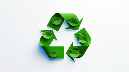 Obraz premium green Recycle Logo with leaves, recycling concept