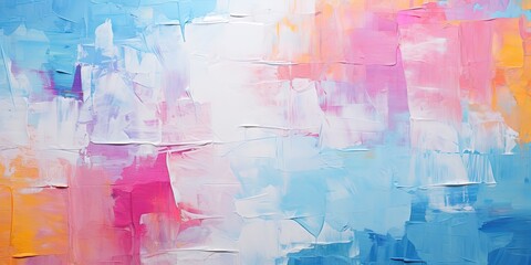 Closeup of abstract rough colorful multicolored neon blue, pink and yellow colored art painting...