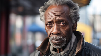 Fototapeta premium Black senior man on the street of City