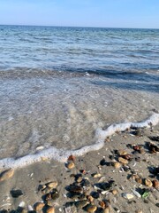 Blue waves on the coast of the Black Sea. Ukraine. A place for meditation and relaxation. Seascape