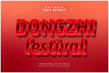 Dongzhi festival editable text effect 3 dimension emboss modern style - obrazy, fototapety, plakaty