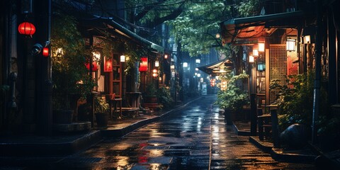 Nighttime Tokyo alley with retro feel