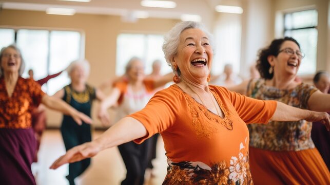 Senior women in a dance class