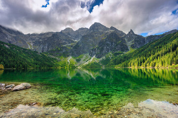 Naklejka na ściany i meble Beautiful Eye of the Sea lake in Tatra mountains, Poland