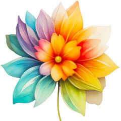A single colorful flower blooming, watercolor style