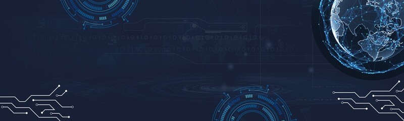 Blue & Navy Futuristic Technology LinkedIn Banner