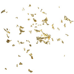 Shiny Flakes of Gold Foil leaf isolated graphic design texture - element - obrazy, fototapety, plakaty