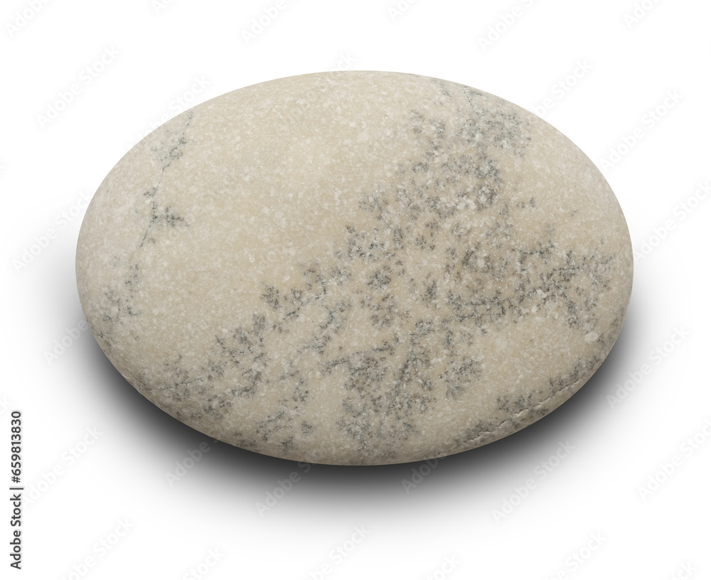 Aufkleber pebbles with scratches and patterns are isolated on a white background. clipping path