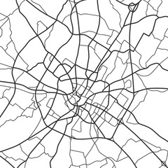 Rennes (France) city with highways, major and minor roads, town footprint plan. City map with streets,  urban planning scheme. Plan street map, road graphic navigation. Vector
