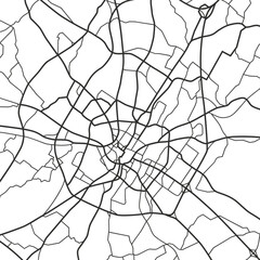 Obraz premium Rennes (France) city with highways, major and minor roads, town footprint plan. City map with streets, urban planning scheme. Plan street map, road graphic navigation. Vector 