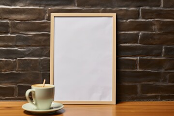 Mockup of Blank flyer poster display in coffee shop