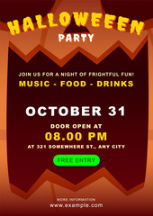 Spooky Screaming Pumpkin Face Halloween Party Poster Layout Template - Announce your Halloween event with this eerie poster template. grinning, sinister pumpkin faces, and screaming Jack O' lantern.