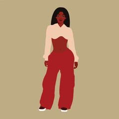 Modern fashionable black woman in elegant art style vector