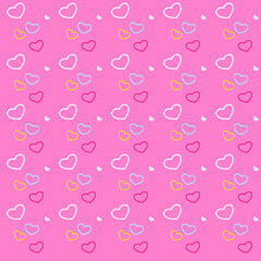 Pretty heart graphic art backgrounds on pink. Seamless design for celebration and happy season decoration.