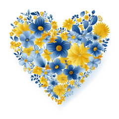 Heart shape floral pattern with yellow and blue colors