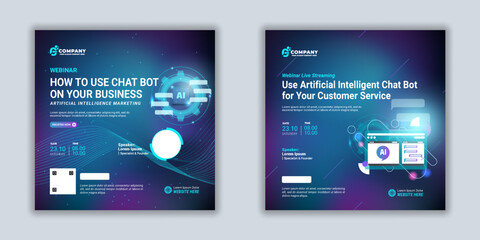 Set of webinar artificial intelligen chat bot business post template