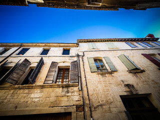 Fototapeta premium Street view of old village Beaucaire in France