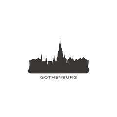 Fototapeta premium Sweden Gothenburg cityscape skyline city panorama vector flat modern logo icon. Europe town emblem idea with landmarks and building silhouettes. Isolated graphic