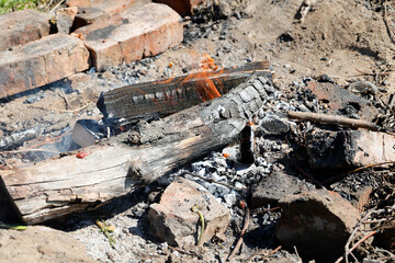 firewood in the fire