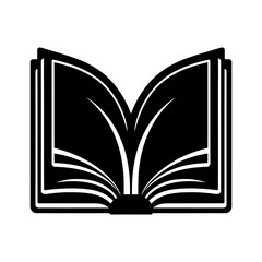 Book icon. Black silhouette of an open book. Education concept