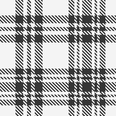 White Black Tartan  Plaid Seamless Pattern. Checkered fabric texture for flannel shirt, skirt, blanket
