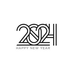 Obraz premium New Year logo. 2024 calendar design elements elegant contrast numbers layout. Happy new year 2024 logo design.