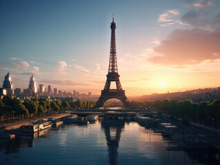 Parisian cityscape at dawn, a breathtaking creation of generative AI