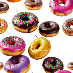 Fototapeta na wymiar Falling glazed donuts with sprinkles