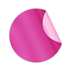 Glossy Pink Sticker Isolated on White