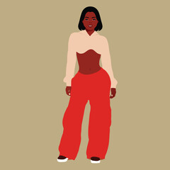 Young stylish black woman in elegant style vector