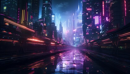 Futuristic a cyberpunk city, Desktop wallpaper
