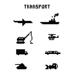 this is transport icon 1 bit style in pixel art with black color and white background ,this item good for presentations,stickers, icons, t shirt design,game asset,logo and your project.