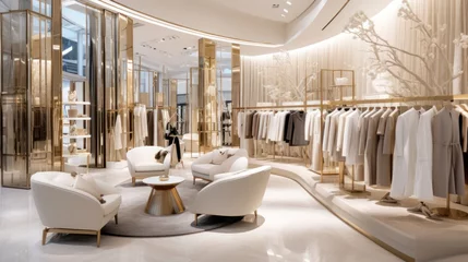 Fotobehang The chic interior of a luxury clothing store © Putra
