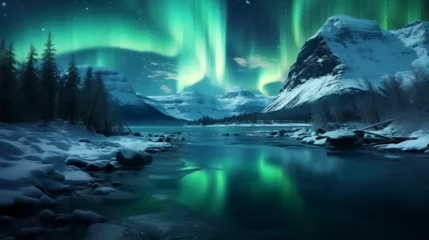 Foto op Canvas Aurora boreale. Ai generated. © zchris22