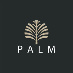Palm Leaf Logo Design Vector Simple Minimalist Symbol Illustration Template
