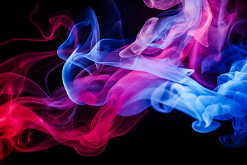 neon  blue and pink  a smoke in the  on a dark isolated background. Background from the smoke of vape.